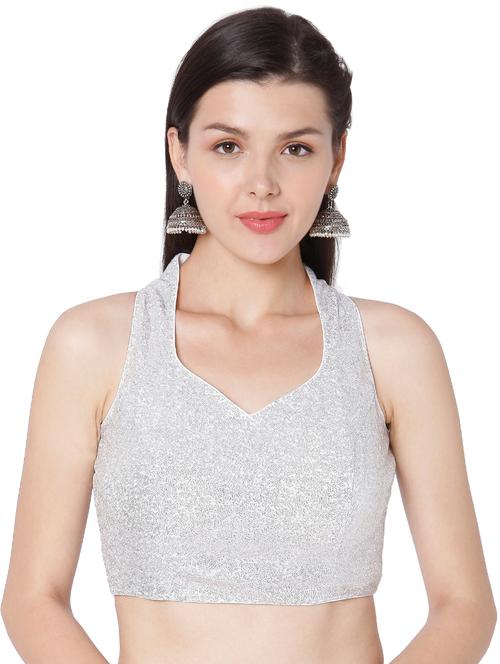 silver georgette printed blouse - 18020781 - Very Small Image - 1