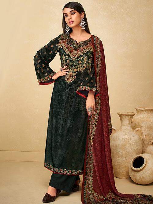 printed unstitched suit set - 18020966 - Very Small Image - 1