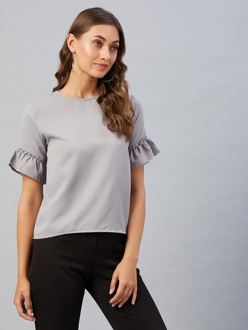 women's straight round neck top - 18021292 - Very Small Image - 1