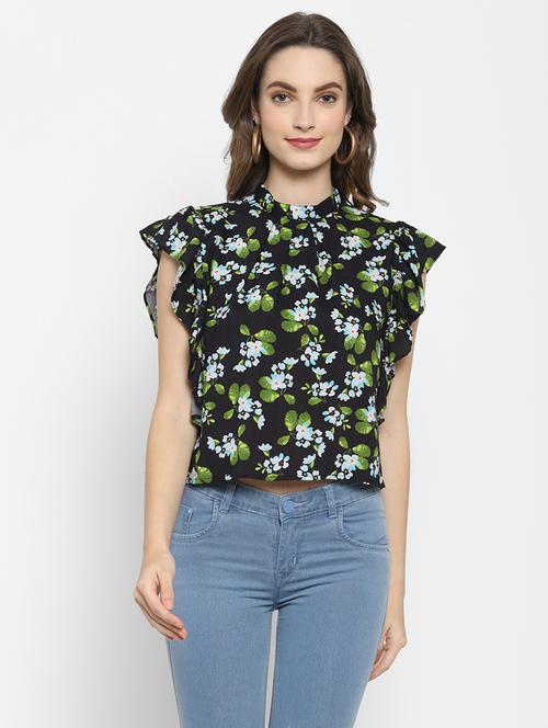 mock neck floral top - 18021348 - Very Small Image - 1