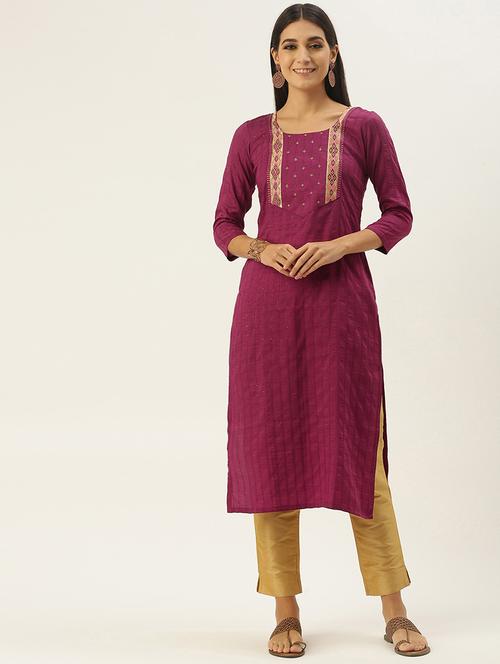 embroidered straight kurta - 18021706 - Very Small Image - 1