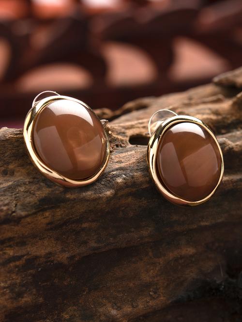 self design brown stud earring - 18022451 - Very Small Image - 1