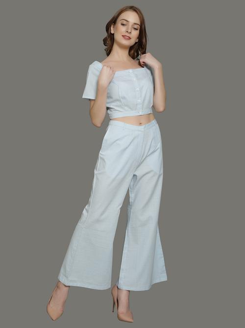 a rectangular neck, panelled blouse paired  - 18023202 - Very Small Image - 1