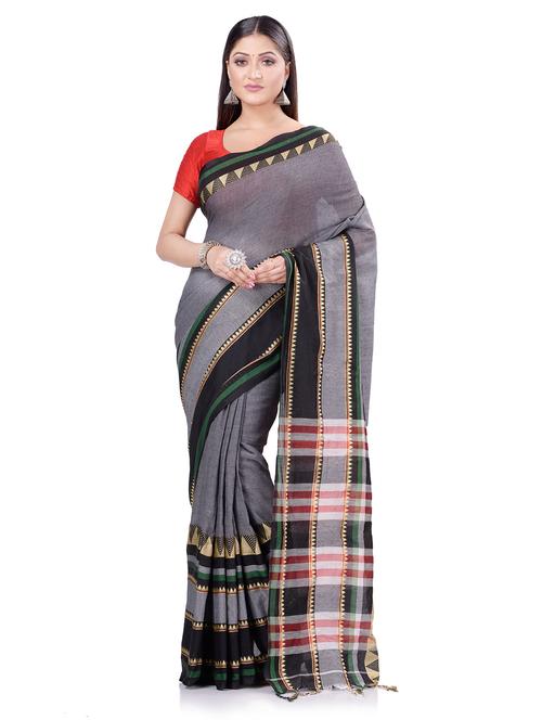 striped handloom saree with blouse - 18023466 - Very Small Image - 1