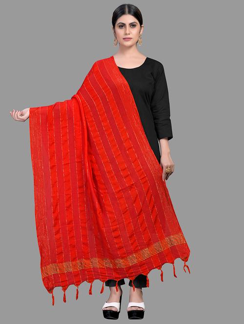 red silk dupatta - 18024157 - Very Small Image - 1