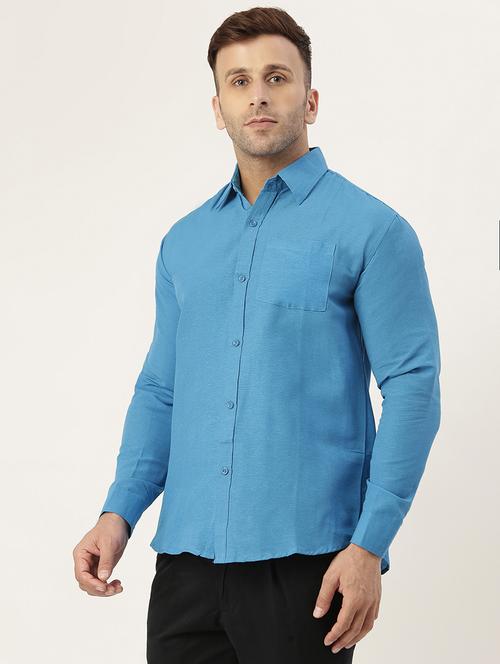 mens solid casual shirt - 18024491 - Very Small Image - 1
