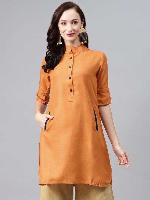 solid straight kurti with pocket - 18024793 - Very Small Image - 1