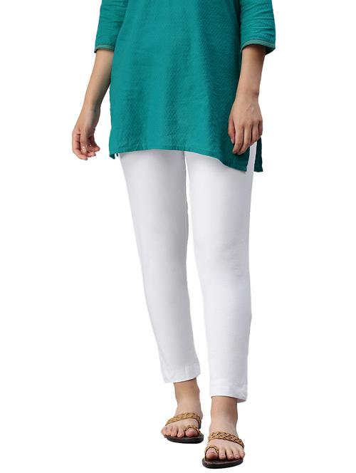 white solid cigarette pants trouser - 18025114 - Very Small Image - 1