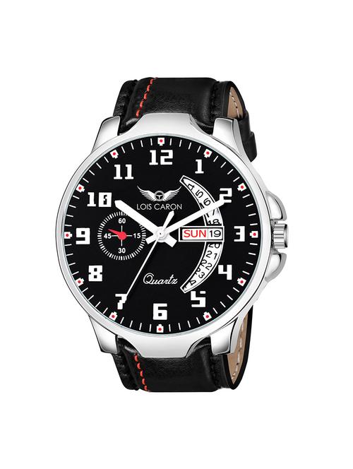 black leatherette analog watch  - 18025170 - Very Small Image - 1