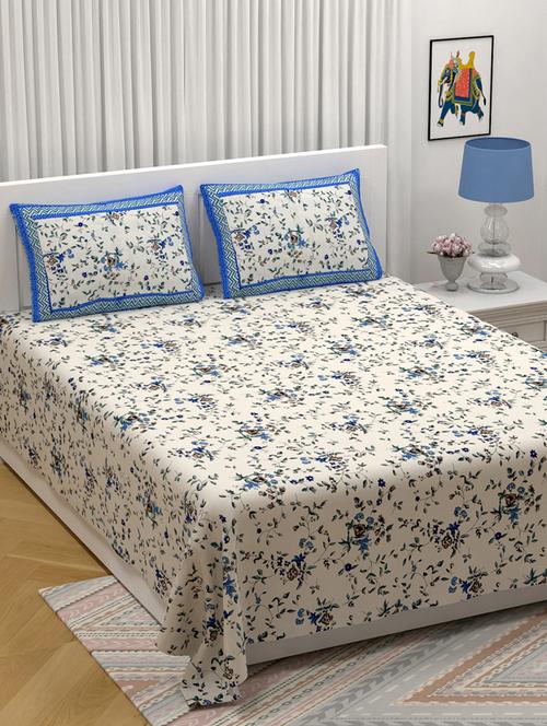 jyana's king size 100% pure cotton double bedsheet with 2 pillow covers (100" x 108") - 18025186 - Very Small Image - 1