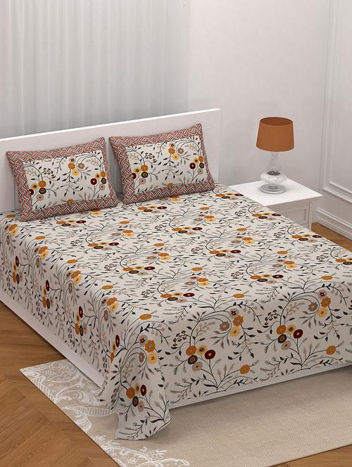 jyana's king size 100% pure cotton double bedsheet with 2 pillow covers (100" x 108") - 18025189 - Very Small Image - 1