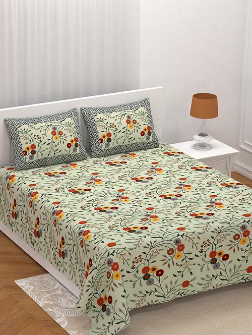 jyana's king size 100% pure cotton double bedsheet with 2 pillow covers (100" x 108") - 18025190 - Very Small Image - 1