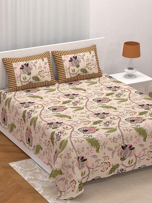 jyana's king size 100% pure cotton double bedsheet with 2 pillow covers (100" x 108") - 18025194 - Very Small Image - 1