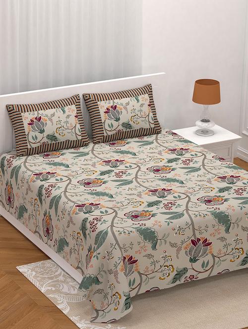 jyana's king size 100% pure cotton double bedsheet with 2 pillow covers (100" x 108") - 18025195 - Very Small Image - 1