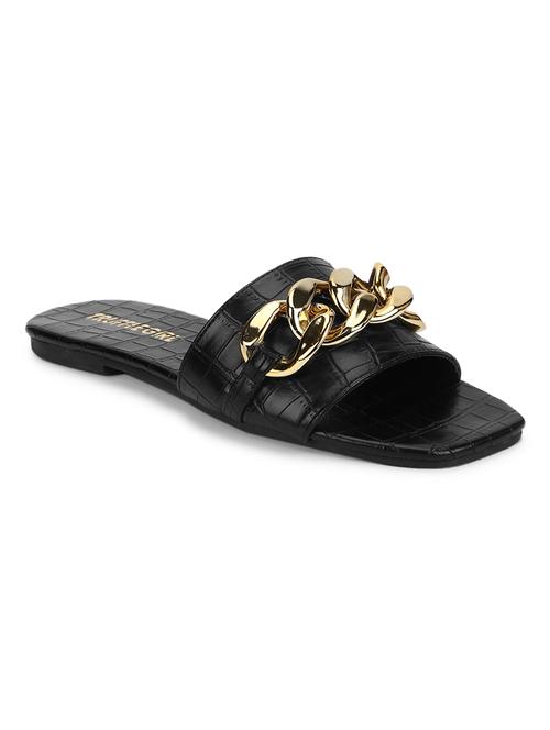 black pu slip on sandals - 18025824 - Very Small Image - 1