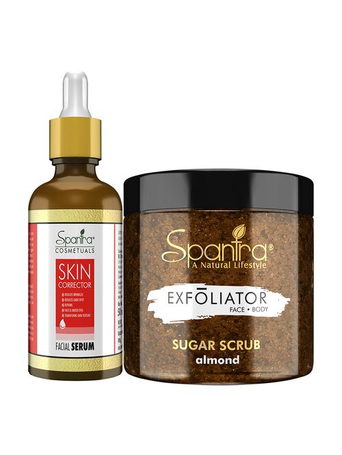 spantra sugar almond scrub, 125 gm & skin corrector face serum, 50 ml pack of 2 - 18025914 - Very Small Image - 1