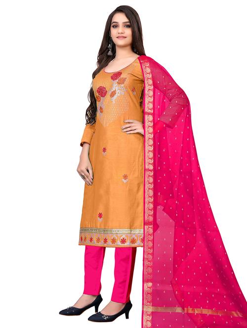 embroidered unstitched suit set - 18026141 - Very Small Image - 1