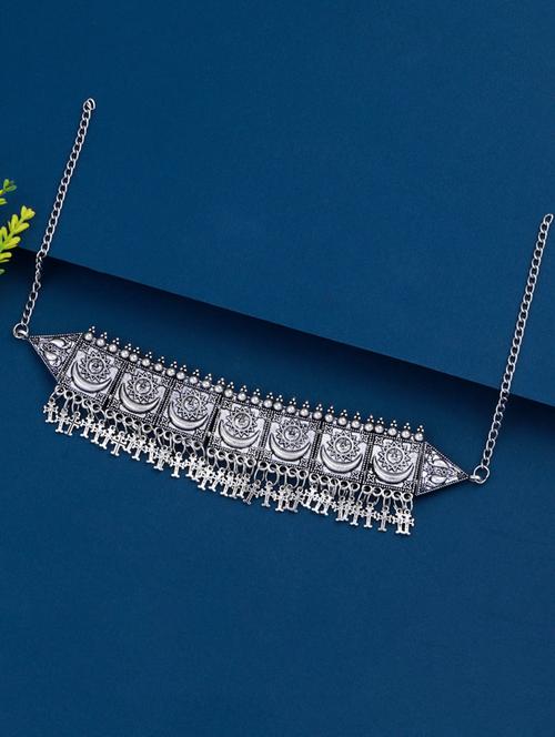 traditional adjustable silver oxidized necklace - 18026943 - Very Small Image - 1