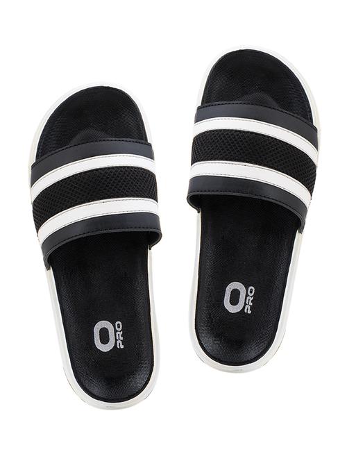 black synthetic & mesh slip on flip flops - 18027183 - Very Small Image - 1