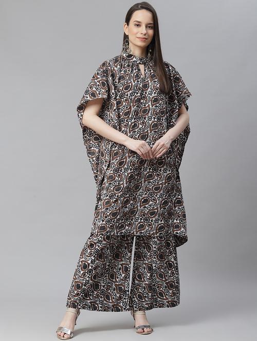 black crepe kurta palazzo  set - 18027258 - Very Small Image - 1