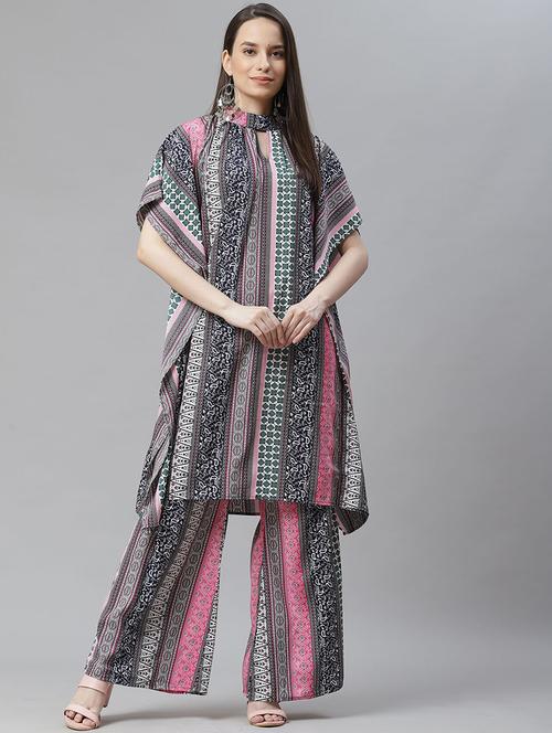multi colored crepe kurta palazzo  set - 18027259 - Very Small Image - 1