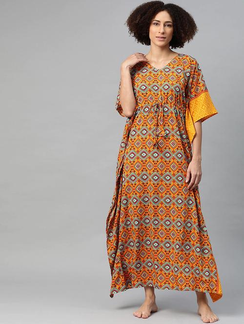 v-neck printed kimono gown  - 18028040 - Very Small Image - 1