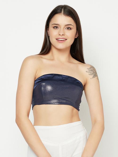 navy blue solid tube bra - 18028475 - Very Small Image - 1