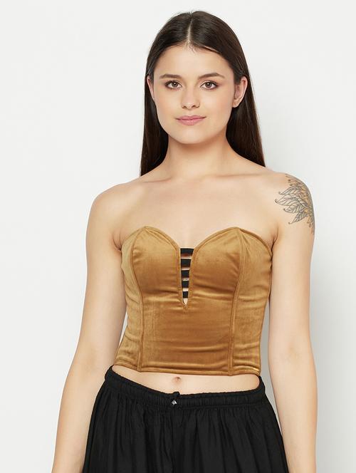 brown solid corset bra - 18028482 - Very Small Image - 1