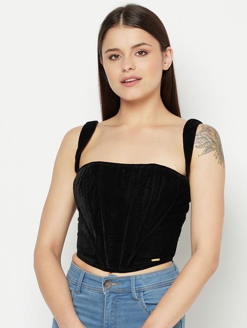 black solid corset bra - 18028483 - Very Small Image - 1