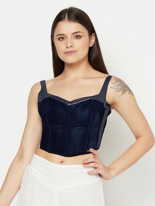 blue velvet corset bra - 18028484 - Very Small Image - 1