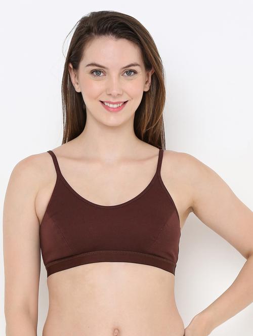 brown solid bralette bra - 18029360 - Very Small Image - 1