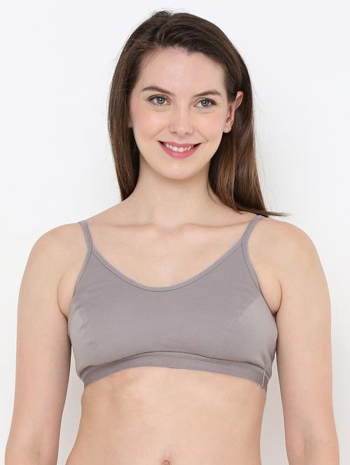 grey solid bralette bra - 18029364 - Very Small Image - 1
