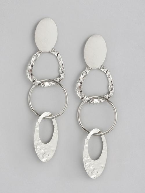 silver metal drop earring - 18030201 - Very Small Image - 1