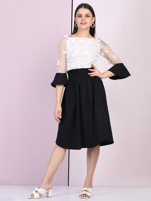 bell sleeved floral fit & flare dress - 18030272 - Very Small Image - 1