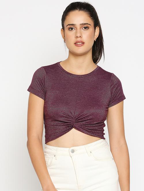ruched front crop top - 18030287 - Very Small Image - 1