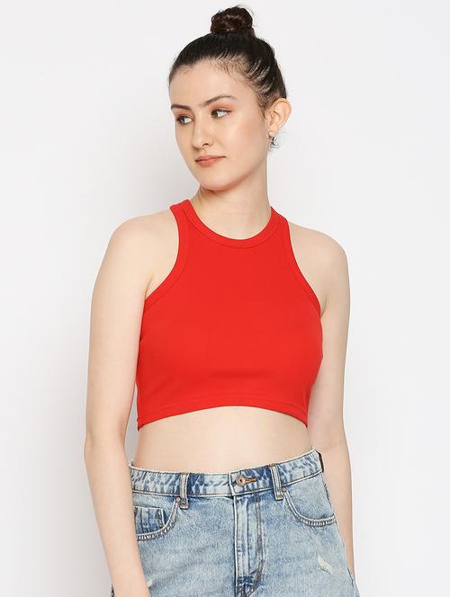 racer back solid crop  top - 18030292 - Very Small Image - 1