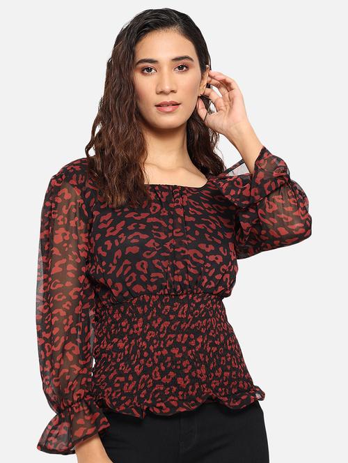 women's peplum square neck top - 18030309 - Very Small Image - 1