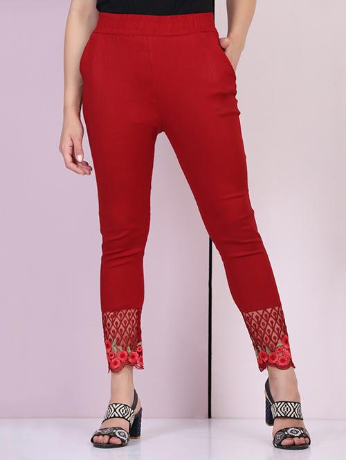 mid rise laced hem legging - 18030325 - Very Small Image - 1