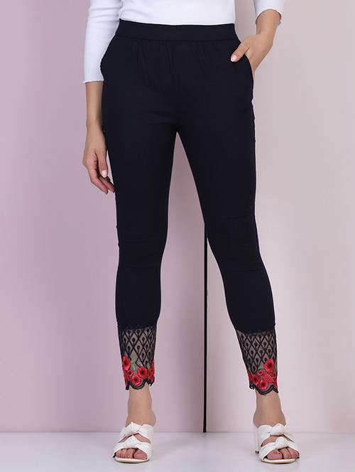 mid rise laced hem legging - 18030326 - Very Small Image - 1