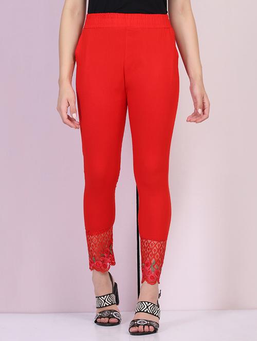 mid rise laced hem legging - 18030327 - Very Small Image - 1