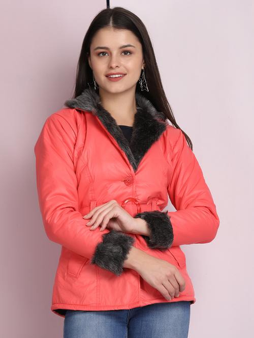 shirt collar solid fur jacket - 18030409 - Very Small Image - 1