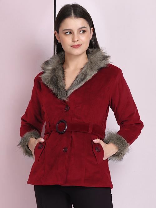 shirt collar solid fur jacket - 18030416 - Very Small Image - 1