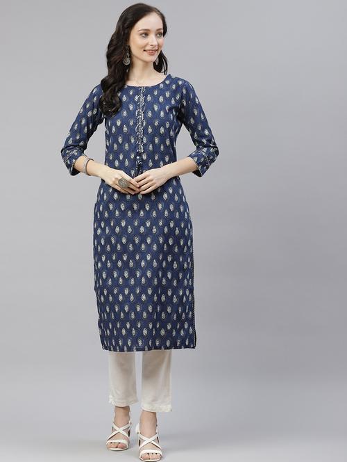 women's straight kurta - 18030940 - Very Small Image - 1