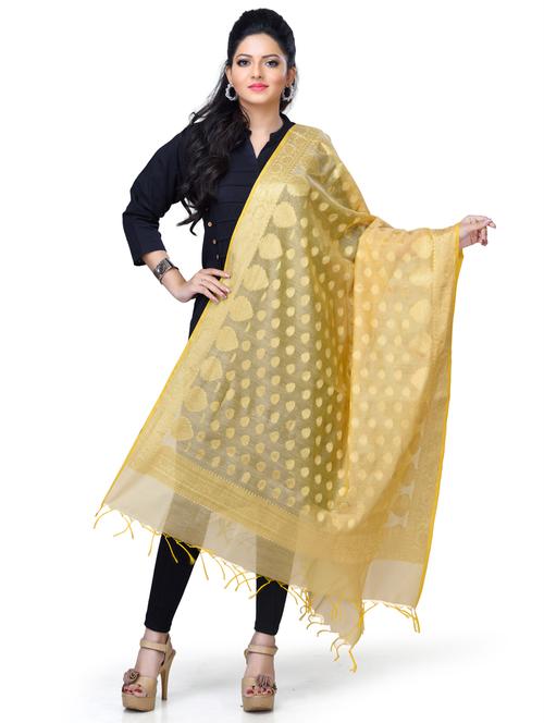 beige chanderi dupatta - 18031336 - Very Small Image - 1
