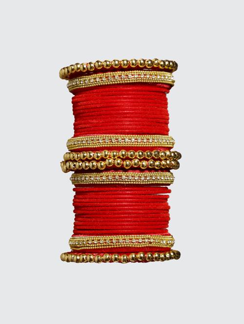  handmade silk thread red bangles set of 32 - 18031748 - Very Small Image - 1