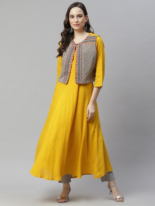women's kurta with jacket kurta - 18032278 - Very Small Image - 1