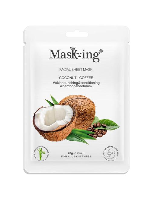 masking bamboo facial sheet mask of coconut & coffee for skin nourishing & conditioning ideal for women & men 20ml (pack of 1) - 18032386 - Very Small Image - 1