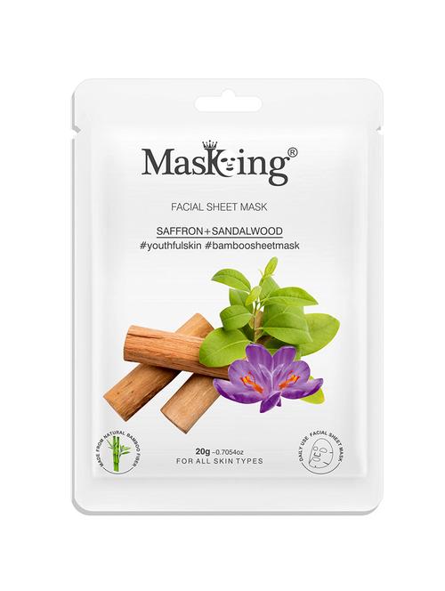 masking bamboo facial sheet mask of saffron & sandalwood for youthful skin ideal for women & men 20ml (pack of 1) - 18032391 - Very Small Image - 1