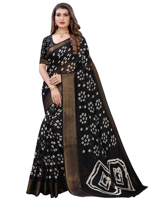 zari bordered bandhani printed saree  with blouse - 18032557 - Very Small Image - 1