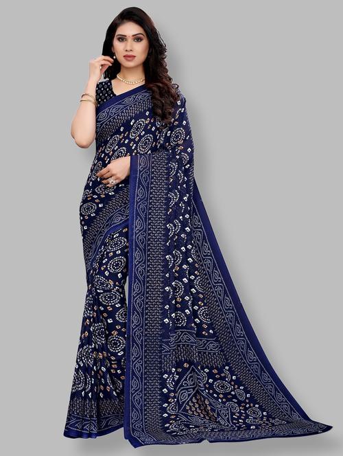 bandhani printed saree  with blouse - 18032610 - Very Small Image - 1